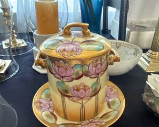 ceramic floral lidded pot