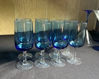 Blue Tulip Wine Glasses