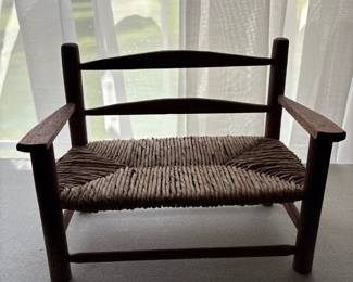 Woven Rush Wicker Bench Doll Furniture