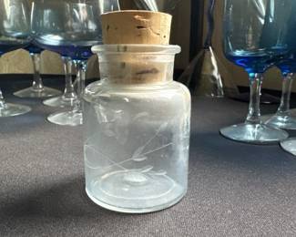 Etched Glass Spice Jar