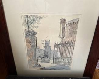 "Gates at the Citadel" by Julia Homer Wilson - lithograph of Charleston South Carolina