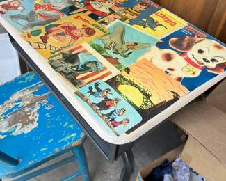 Vintage Decorated School Desk