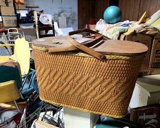 Picnic basket and lots of miscellaneous items