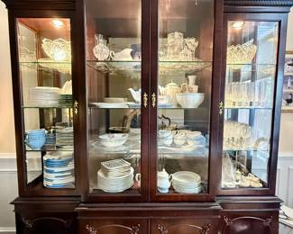 Incredible China cabinet with table and chairs but at a different location nearby. Same client, second home. Message for info.
