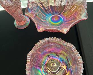 Pink carnival glass