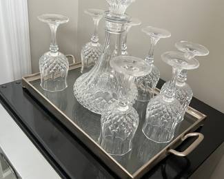 Liquor set with glasses, one of 5 liquor decanters