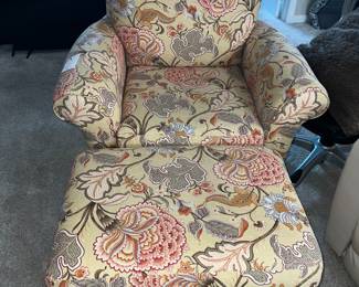 Overstuffed chair and ottoman