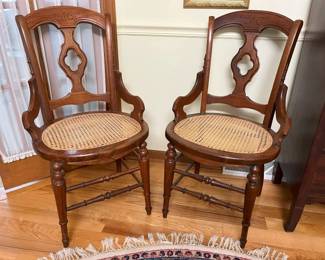 158 Vintage Cane Seat Accent Chairs X2min