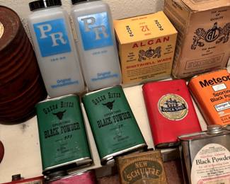 Black powder tins and swag.