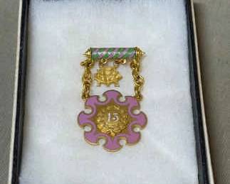 Vintage IOOF Odd Fellows Rebekah Degree Veteran 15 Year Member
