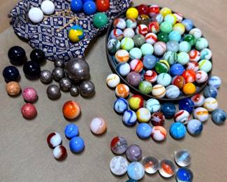 A Collection of Marbles Peewees, Clay, Steelies More