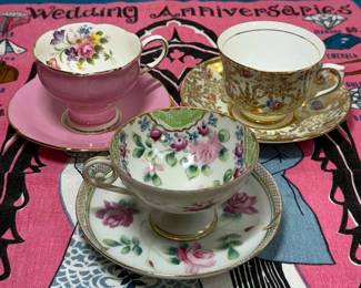 Teacups Irish Wedding Anniversary Linen