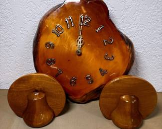 Myrtlewood Bookends Wall Clock