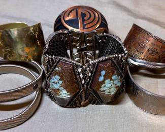 Bracelets Copper, Silver, Molded Plastic Brass