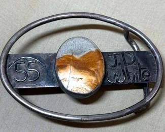 Sterling JD White Belt Buckle From His Buddy Mike