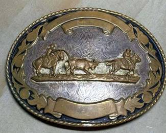 Sterling Silver Comstock Western Trophy Belt Buckle.