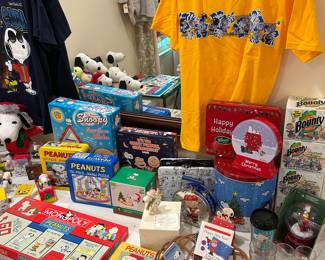 Snoopy~Peanuts T-shirts/Puzzles/Monopoly/Snow Globe/Snow Cone Maker/Bounty Paper Towels/Lunch Box