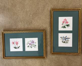 Framed Floral Cross Stitch by the late Margie Hughes
