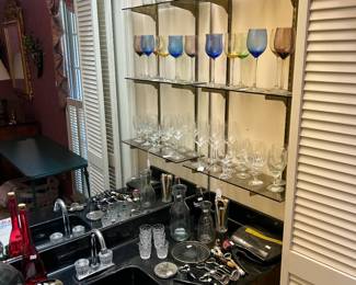 Lenox Tulip Glasses/Lenox Tuscany Glasses/Fostoria Shot Glasses/Barware
