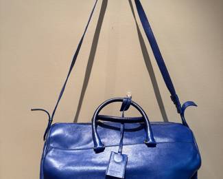 Saint Laurent Paris Blue Leather Boston Bag