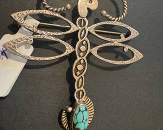 Sterling Silver & Turquoise Firefly Pin