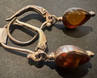 Sterling Silver & Amber Earrings