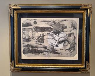 Framed Original Lithograph on Paper "History Lesson #5" Signed Karl Wilkes Edition 150/200