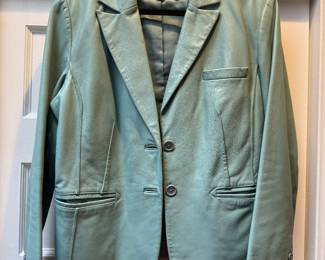 Women's Revue Pale Green Leather Jacket Size 12