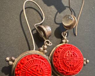 Sajen Sterling Silver & Cinnabar Earrings