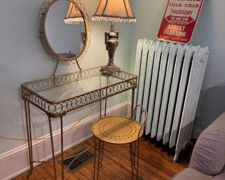 Urban Outfitters Wire Loop Vanity with Mirror (16"D x 30"W x 50"H) & Stool