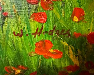Framed Original Oil on Canvas Landscape Signed W. Hodges (38"W x 27"H)