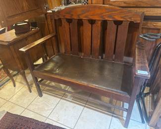 Tomlinson Sophisticate Leather Seat Bench (45"W x 22"D x 38"H)