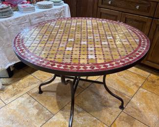 Moroccan Mosaic Iron Base Round Kitchen Table (39"D x 29"H)