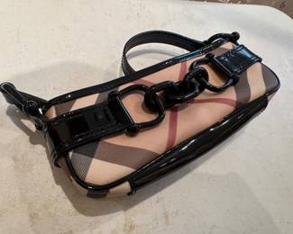 Burberry Nova Check Patent Leather Coated Canvas Pochette