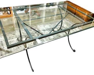 Heavy glass and iron dining table
Located at store- no appointment needed