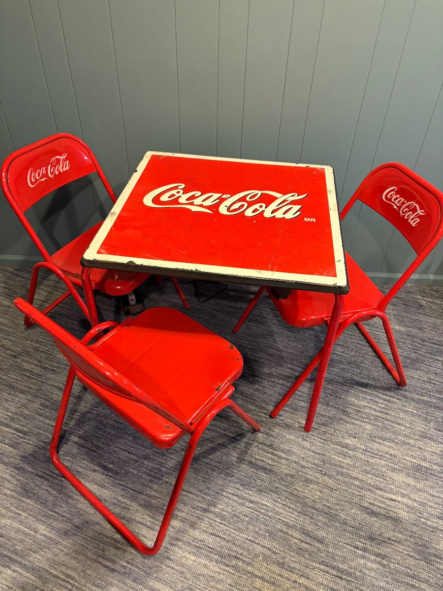 Vintage Coca Cola table with 3 chairs (4th chair needs repair)