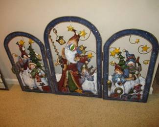 Christmas Theme 3 panel Fireplace Screen