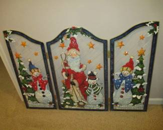 Christmas Theme 3 panel Fireplace Screen