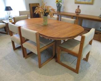 Danish Modern Table with 8 Chairs