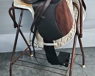 English Dressage Saddle, new stirrup leathers, a 42" girth, and a saddle pad