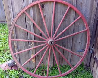 Painted Wood Wagon Wheel, 44.5"