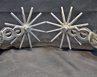Engraved Silver-tone Western Spurs