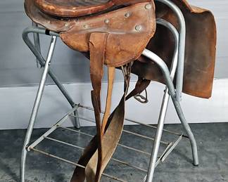 Antique Tooled Leather Side Saddle