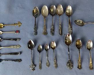 Sterling Silver Souvenir Spoons And Unmarked Spoons
