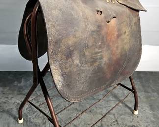 Antique Tooled Leather Side Saddle Believed to Have Belonged to Grace Van Brunt