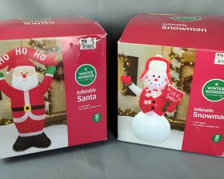 Winter Wonder Lane Inflatable Santa & Snowman