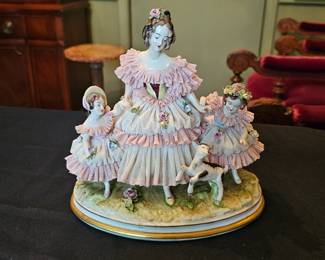 antique German Dresden porcelain figurines - markers include Volkstedt, Sitzendorf, Scheibealsbach, Ackermann & Fritze, Meissen and others