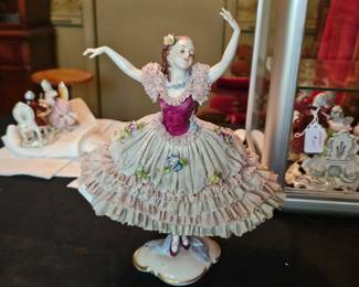 antique German Dresden porcelain figurines - markers include Volkstedt, Sitzendorf, Scheibealsbach, Ackermann & Fritze, Meissen and others