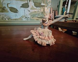 antique German Dresden porcelain figurines - markers include Volkstedt, Sitzendorf, Scheibealsbach, Ackermann & Fritze, Meissen and others