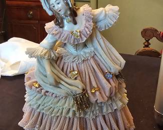 antique German Dresden porcelain figurines - markers include Volkstedt, Sitzendorf, Scheibealsbach, Ackermann & Fritze, Meissen and others